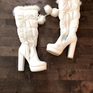 White platform boots
